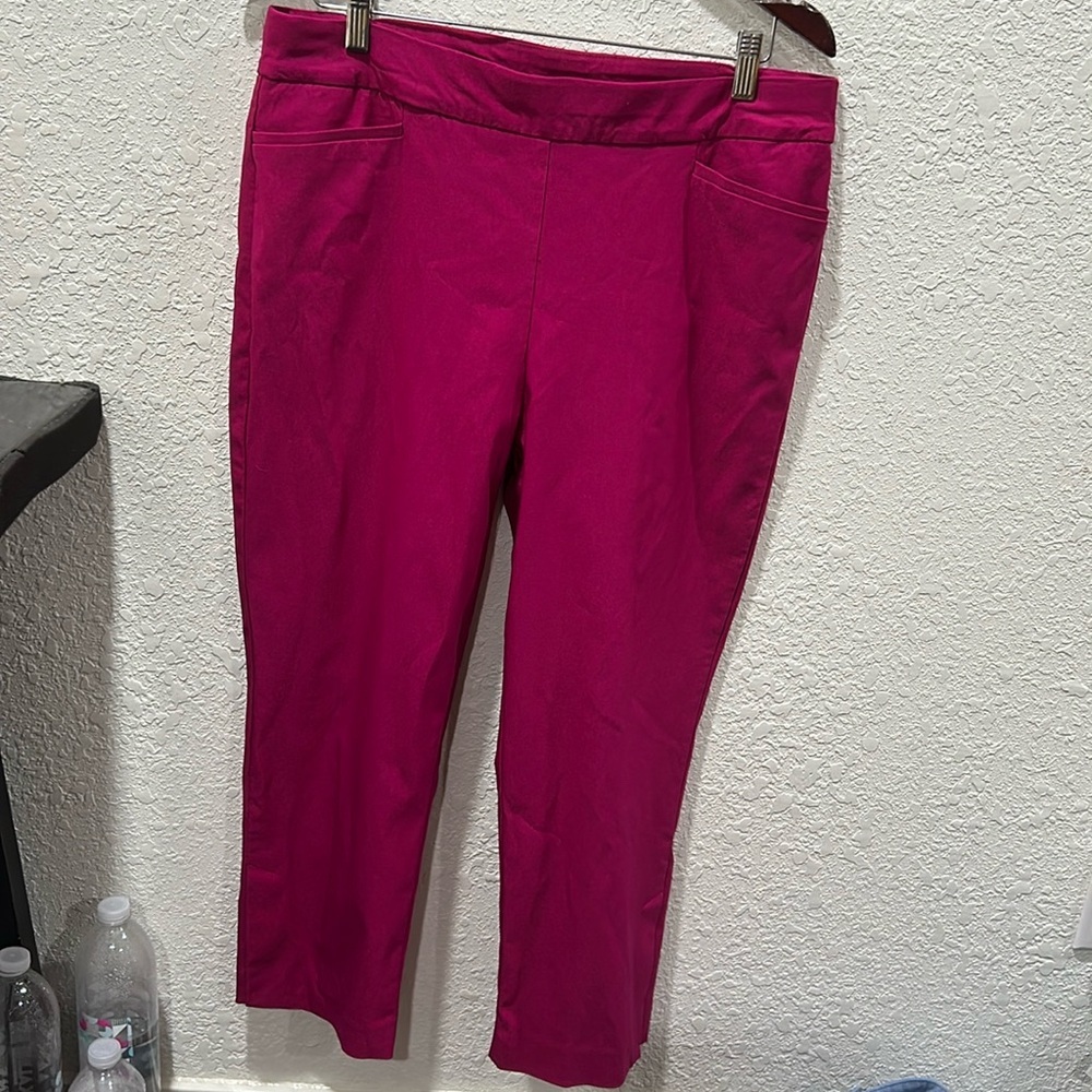 CHICOS dark fuchsia bottoms size 2 GUC - Picture 2 of 10